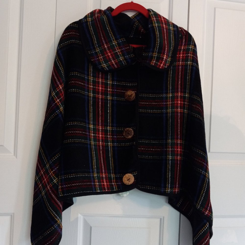 Plaid Poncho, Like new!